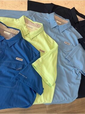 💙Columbia PFG Men's Short Sleeve Button-Down Shirts - Royal Blue